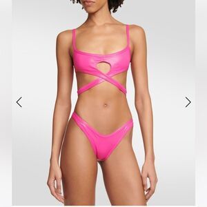 The Attico Bikini Square Wrap Size Large Pink NEW double strap